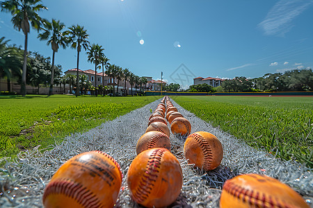 草坪上的棒球背景图片