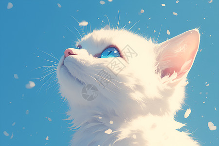 慵懒猫咪仰望天空的猫插画