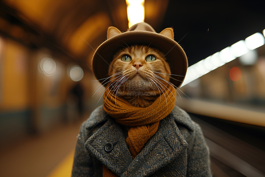 地铁的猫图片
