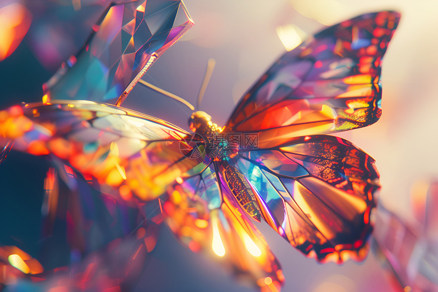 阳光下的炫光玻璃蝴蝶图片
