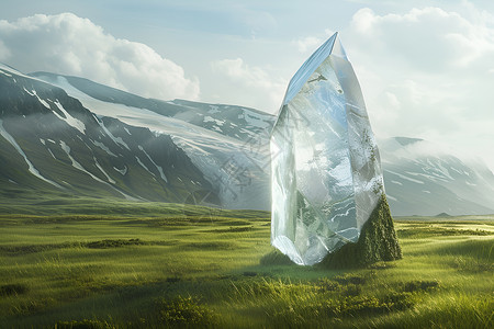 草地上的晶石背景图片