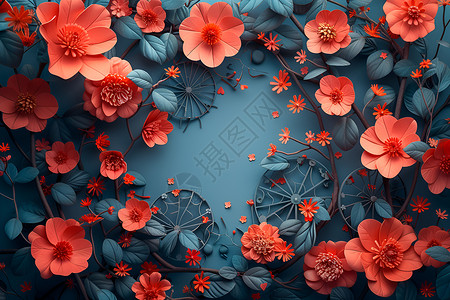绽放的红花背景图片