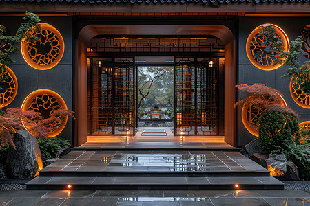 中式入口设计背景图片