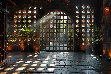 中国风古典门廊背景图片