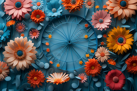 花朵构成的摩天轮背景图片