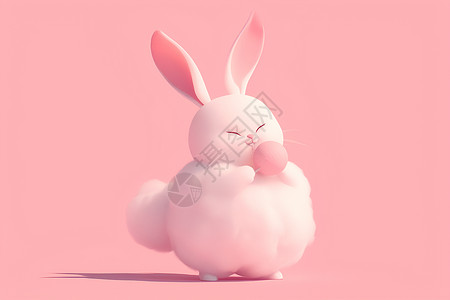 可爱棉花糖兔子背景图片
