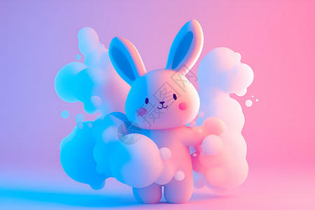 粉色房间可爱的粉色兔子插画