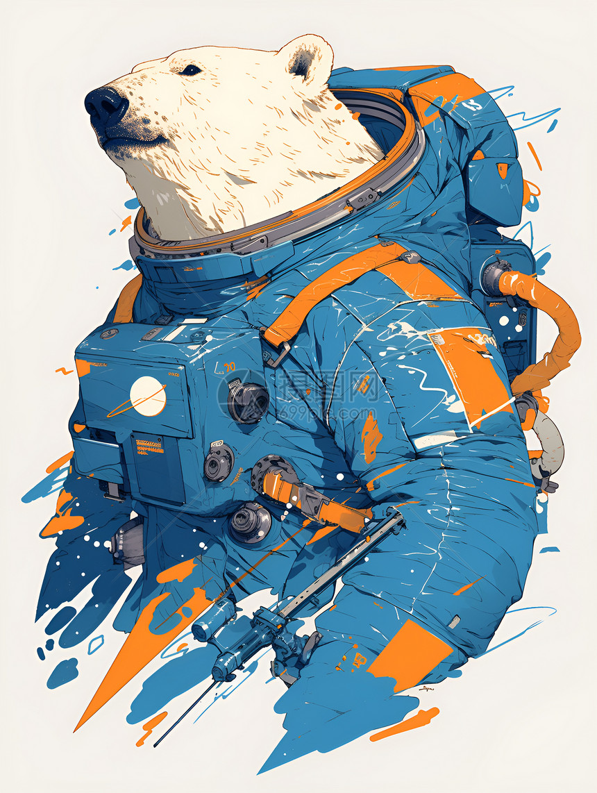 宇航员装束的北极熊图片
