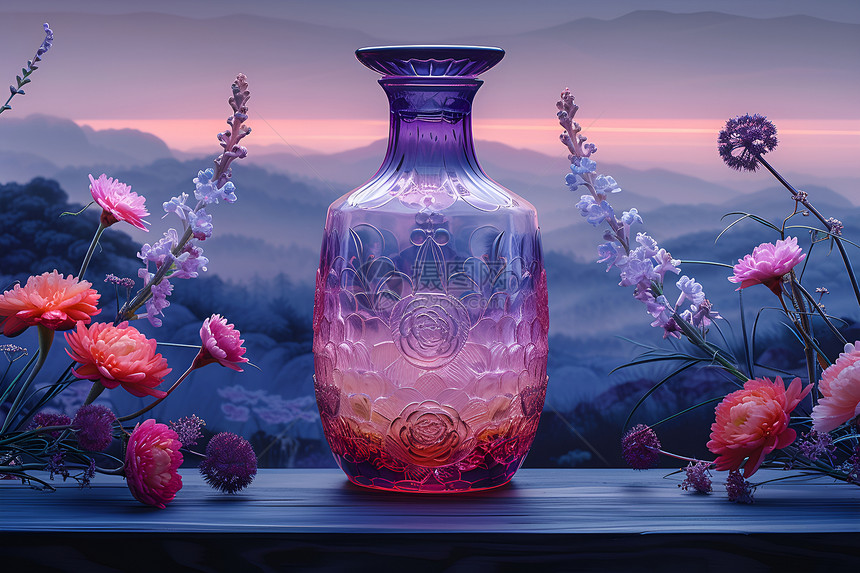 紫色玻璃花瓶图片
