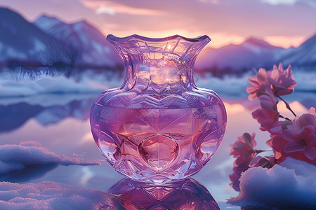罐子里阳光下的紫水晶花瓶设计图片