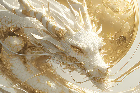 金色线金色龙绣线中的神话龙插画