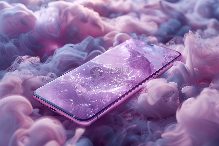 紫色手机创意背景图片
