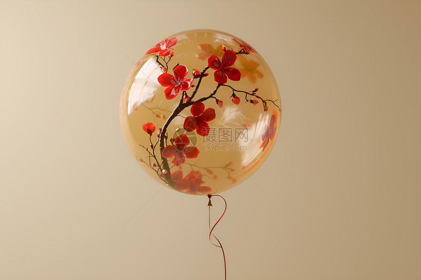 飘舞中的树影气球图片