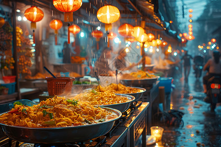 圣米盖尔市场美食热闹夜市的美食背景