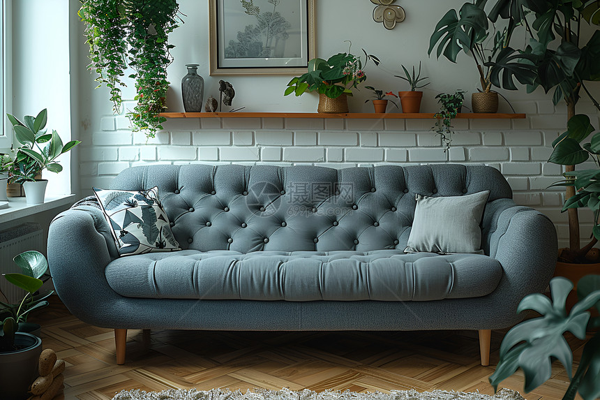 灰色沙发的客厅图片
