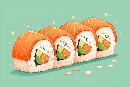 卡通寿司美食背景图片