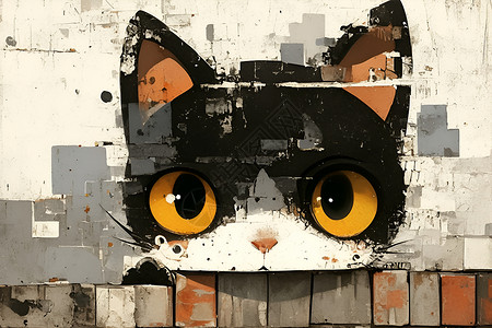 立体城市猫涂鸦背景图片