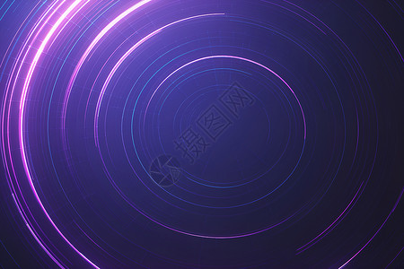 紫色科技光芒紫色荧光盛放中的漩涡构图插画