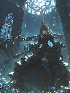 教堂中的黑暗公主背景图片