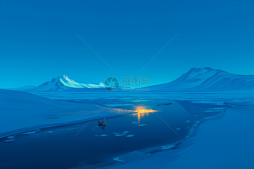 北极探险中的迷人夜景图片