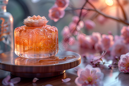 甜品橱窗花香月饼设计图片