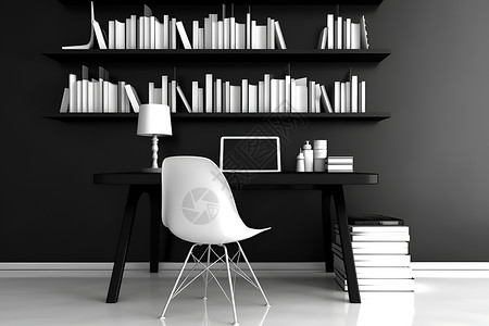 黑白简约家居简约的书房设计图片