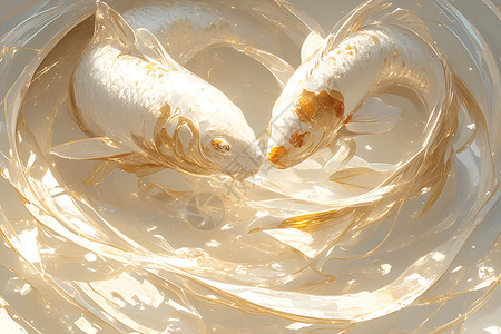 金鱼原图漂亮美丽的锦鲤插画