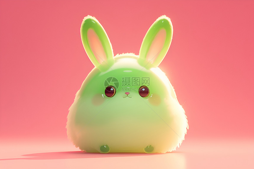可爱绿色棉花糖兔图片