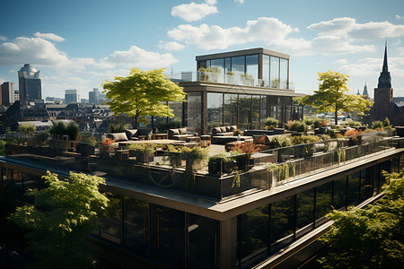 城市的绿植和建筑物背景图片