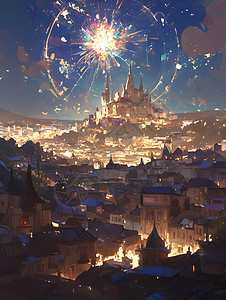 夜幕中的魔幻都市背景图片