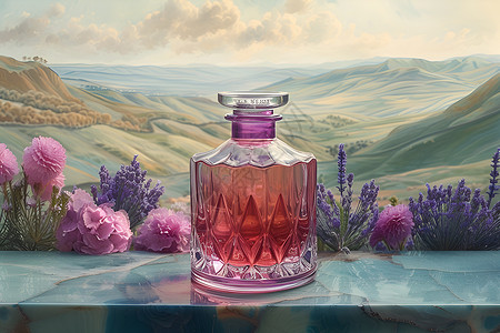 旷野里的玻璃花瓶背景图片
