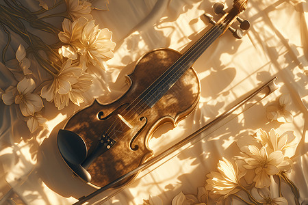树荫里的小提琴背景图片
