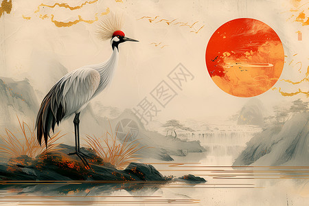 美丽的丹顶鹤背景图片
