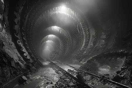 泥泞的隧道工程插画