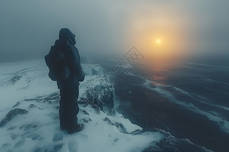 人在山顶在山顶眺望大海的人背景