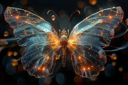 透明翅膀真实的蝴蝶插画