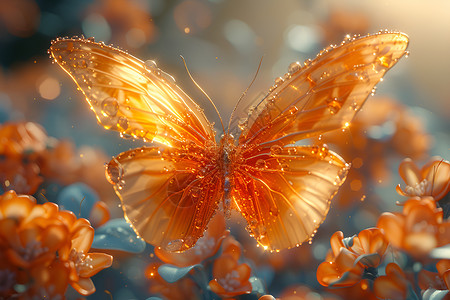 透明翅膀晶莹的蝴蝶插画
