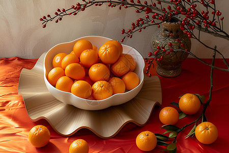桌子上的橙子背景图片