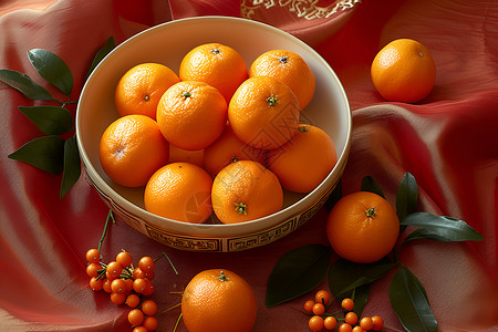 果盘中的橘子背景图片