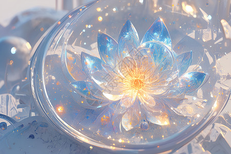 玻璃碗中的奇幻之花背景图片