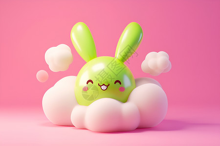 欢乐的棉花糖兔子背景图片