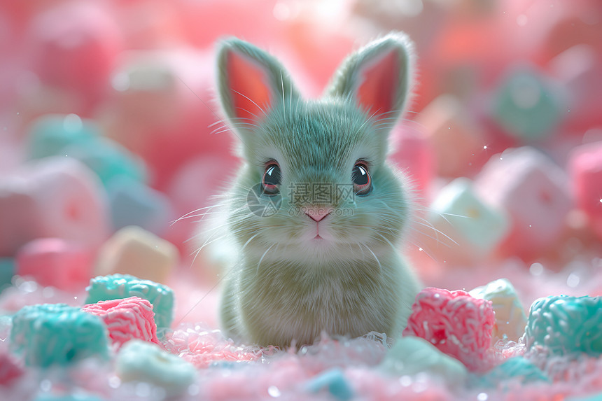 糖果世界里可爱的兔子图片