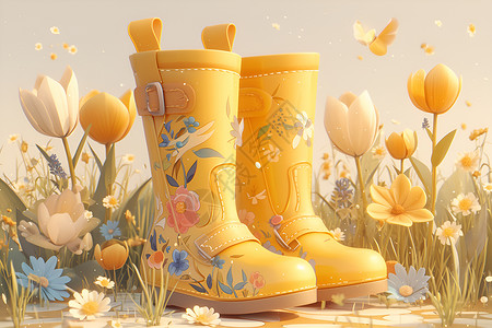 花间仙境的靴子背景图片
