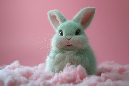 甜蜜卡通甜蜜的棉花小兔子插画