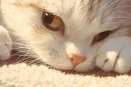毯子上的猫阳光房中的宁静之美插画