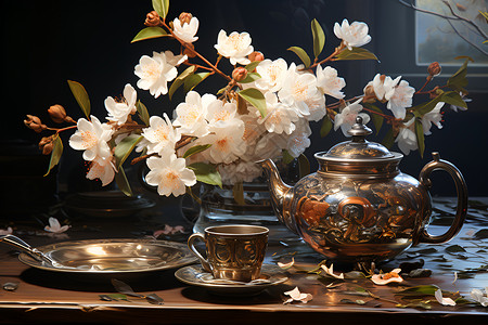 宝石般的茶具背景图片