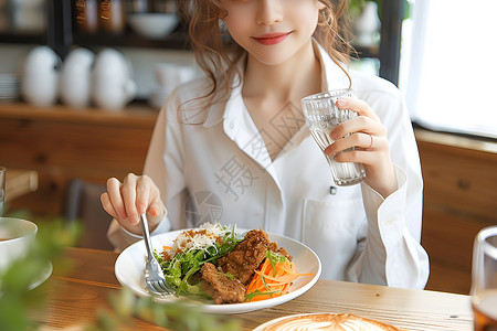 叉子与盘子美食与美女背景