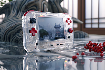 透明塑料透明外壳的游戏机背景