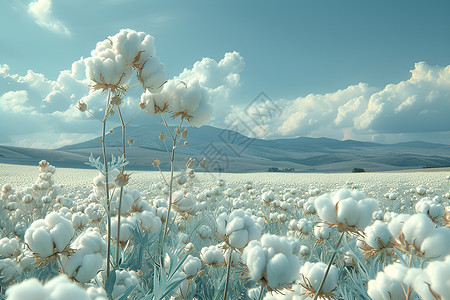 丝绸般柔美的棉花田背景图片