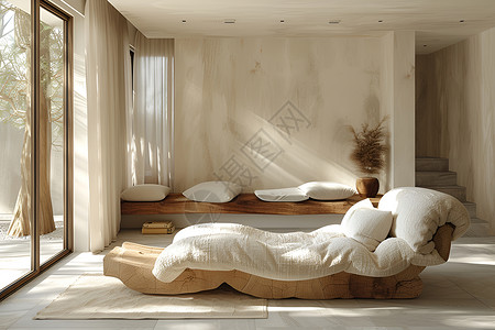 宽敞明亮的卧室背景图片
